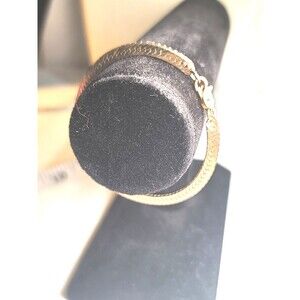 Vintage Herringbone Bracelet Gold Tone 7"x1/4" Wide Classic Timeless Minimalist